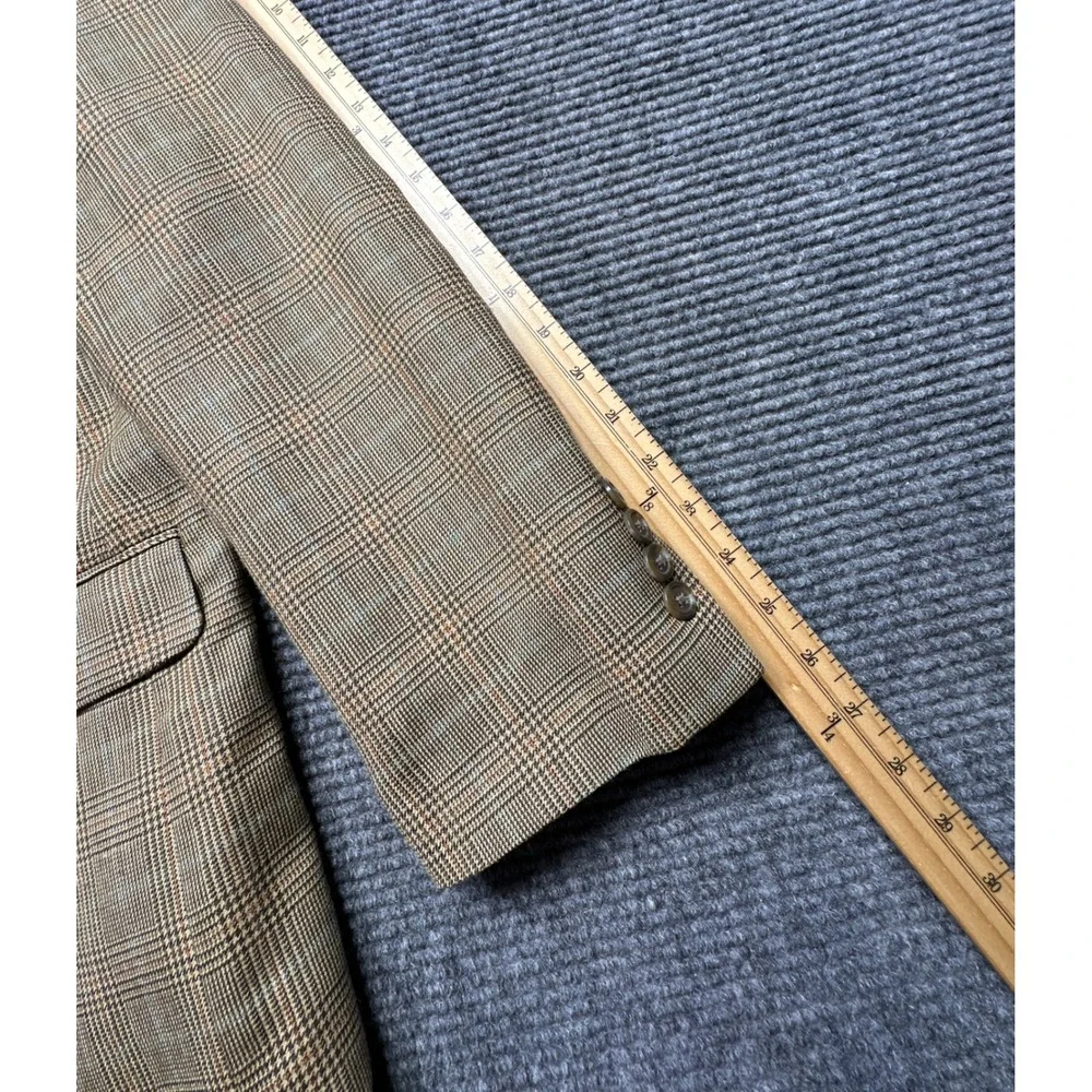 Lauren Ralph Lauren Blazer Mens 44R Tan Glen Plaid Silk Wool Sport Coat
